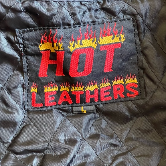 Hot Leather motorcycle Woman’s jacket Large Black Two Pockets - Picture 3 of 15